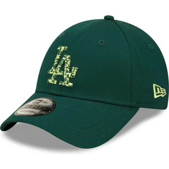 Boné curvo verde ajustável com logo verde 9FORTY Seasonal Infill da Los Angeles Dodgers MLB da New Era