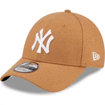 Boné curvo castanho ajustável 9FORTY The League Melton Wool da New York Yankees MLB da New Era