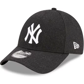 Boné curvo preto ajustável 9FORTY The League Melton Wool da New York Yankees MLB da New Era