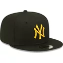 bone-plano-preto-snapback-com-logo-amarelo-9fifty-league-essential-da-new-york-yankees-mlb-da-new-era