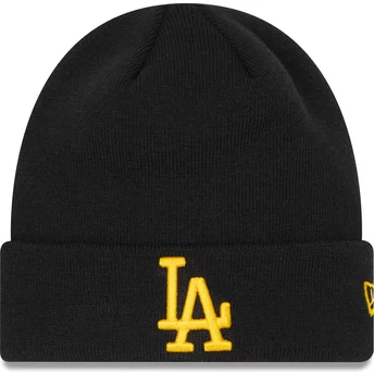 Gorro preto com logo amarelo League Essential Cuff da Los Angeles Dodgers MLB da New Era