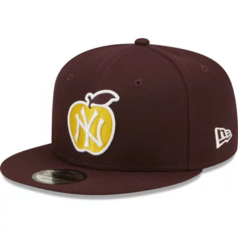 Boné plano grená e amarelo snapback 9FIFTY NY Apple da New York Yankees MLB da New Era