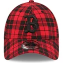 bone-curvo-vermelho-ajustavel-com-logo-preto-9forty-plaid-da-boston-red-sox-mlb-da-new-era