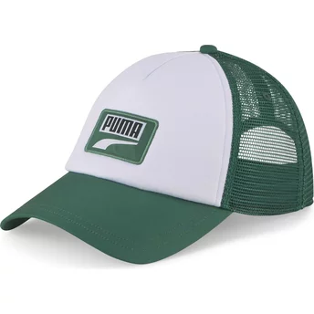Boné trucker branco e verde snapback Logo da Puma