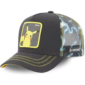 Boné trucker preto Pikachu PKM2 ELE1 Pokémon da Capslab