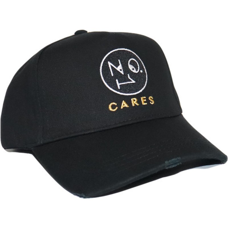 bone-curvo-preto-ajustavel-no1-cares-distressed-black-gold-logo-da-the-no1-face