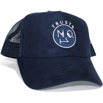 Boné trucker azul marinho Trusts No.1 Suede Navy White Logo da The No.1 Face
