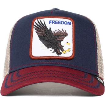 Boné trucker azul marinho e vermelho águia The Freedom Eagle The Farm da Goorin Bros.