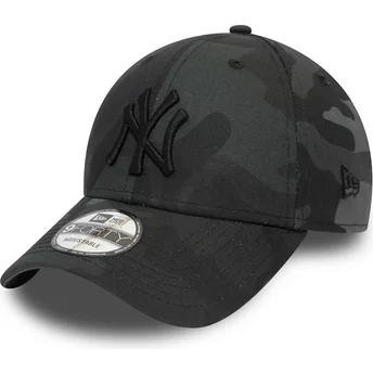 Boné curvo camuflagem preto ajustável com logo preto 9FORTY League Essential da New York Yankees MLB da New Era