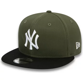 Boné plano verde e preto snapback 9FIFTY Colour Block da New York Yankees MLB da New Era
