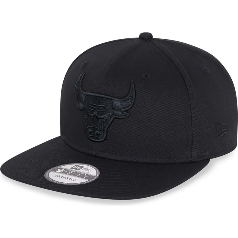 bone-plano-preto-snapback-com-logo-preto-9fifty-da-chicago-bulls-nba-da-new-era