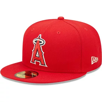 Boné plano vermelho justo 59FIFTY Authentic On Field da Los Angeles Angels MLB da New Era