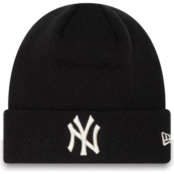 Gorro preto para mulheres Cuff Metallic da New York Yankees MLB da New Era