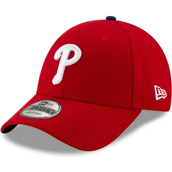 Boné curvo vermelho ajustável 9FORTY League da Philadelphia Phillies MLB da New Era