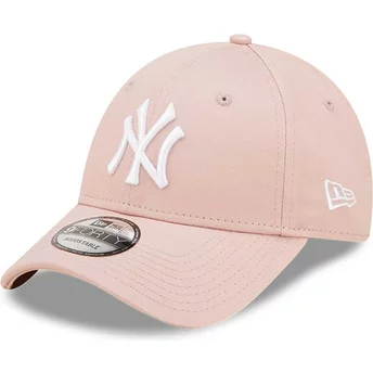 Boné curvo rosa ajustável com logo branco 9FORTY League Essential da New York Yankees MLB da New Era