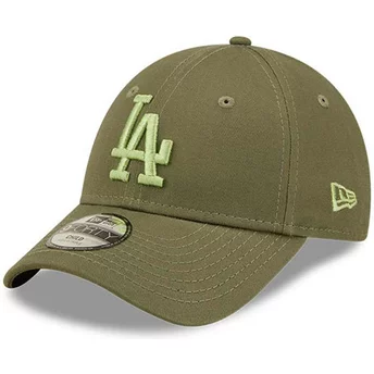 Boné curvo verde ajustável para criança com logo verde 9FORTY League Essential da Los Angeles Dodgers MLB da New Era