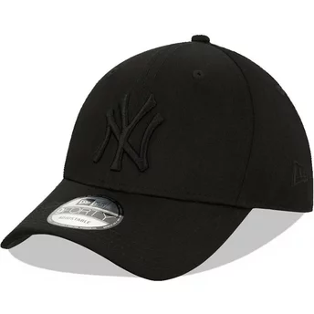 Boné curvo preto snapback com logo preto 9FORTY League Essential da New York Yankees MLB da New Era