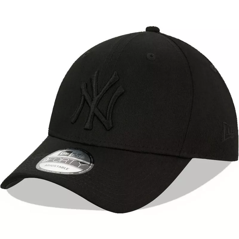 bone-curvo-preto-snapback-com-logo-preto-9forty-league-essential-da-new-york-yankees-mlb-da-new-era