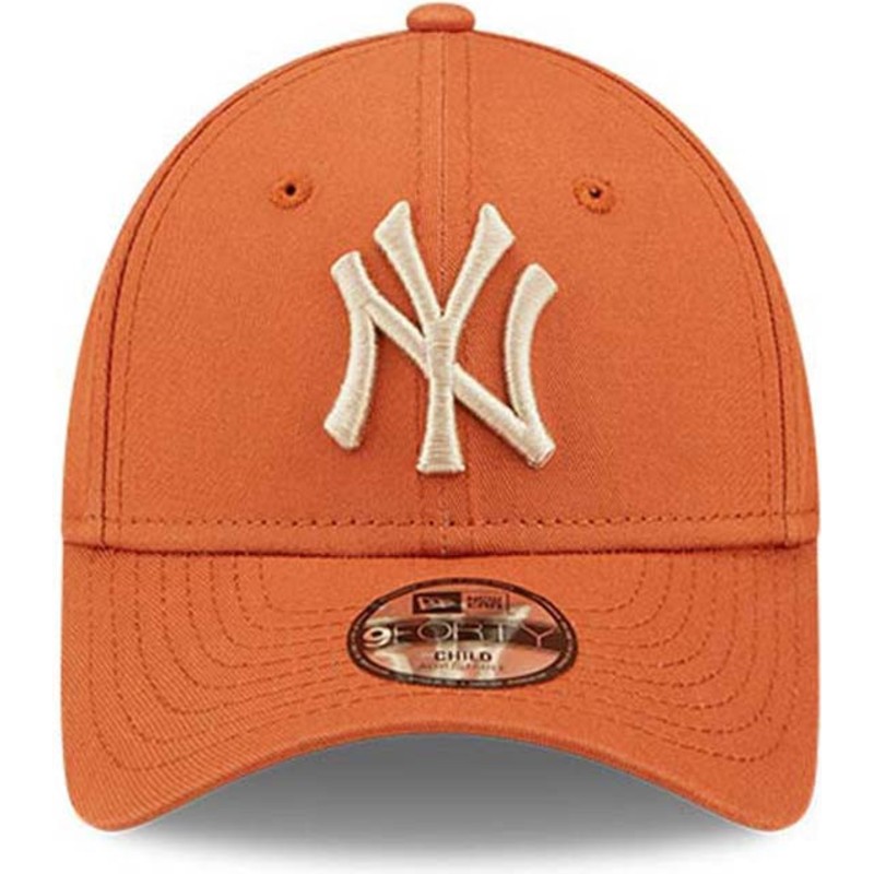 bone-curvo-laranja-ajustavel-para-crianca-com-logo-bege-9forty-league-essential-da-new-york-yankees-mlb-da-new-era