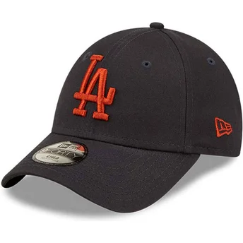 Boné curvo azul marinho ajustável para criança com logo castanho 9FORTY League Essential da Los Angeles Dodgers MLB da New Era