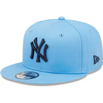Boné plano azul snapback com logo azul 9FIFTY League Essential da New York Yankees MLB da New Era