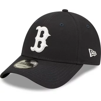 Boné curvo azul marinho ajustável com logo branco 9FORTY League Essential da Boston Red Sox MLB da New Era