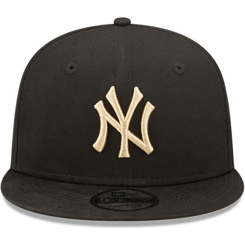 bone-plano-preto-snapback-com-logo-bege-9fifty-league-essential-da-new-york-yankees-mlb-da-new-era