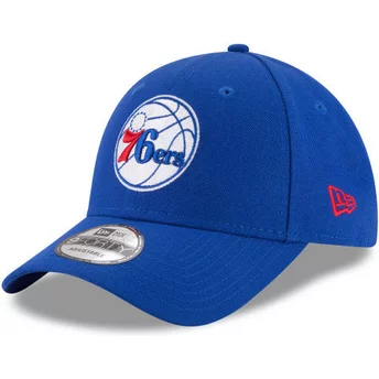 Boné curvo azul ajustável 9FORTY League da Philadelphia 76ers NBA da New Era