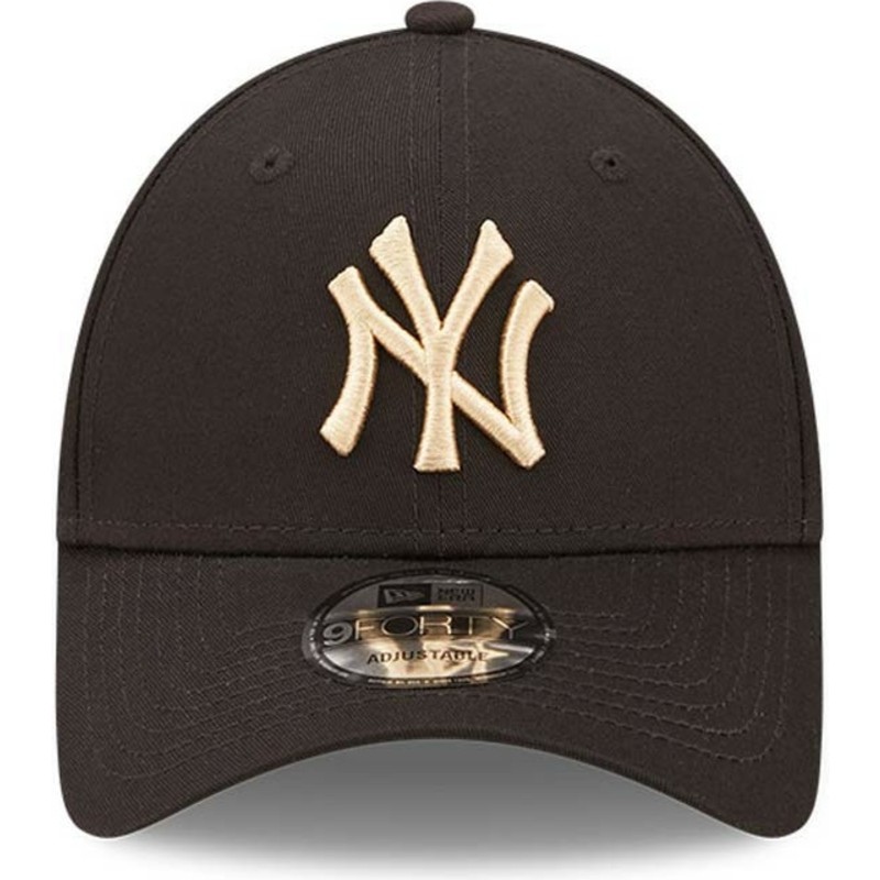 bone-curvo-preto-ajustavel-com-logo-bege-9forty-league-essential-da-new-york-yankees-mlb-da-new-era