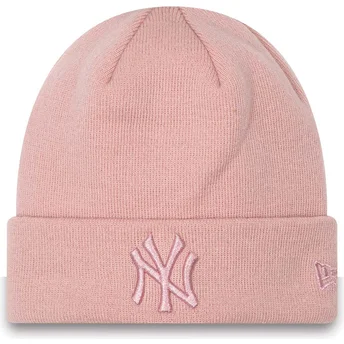 Gorro rosa para mulheres com logo rosa Cuff Metallic da New York Yankees MLB da New Era
