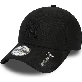Boné curvo preto ajustável com logo preto 9FORTY Diamond Era da New York Yankees MLB da New Era
