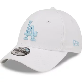 Boné curvo branco ajustável com logo azul para criança 9FORTY League Essential da Los Angeles Dodgers MLB da New Era