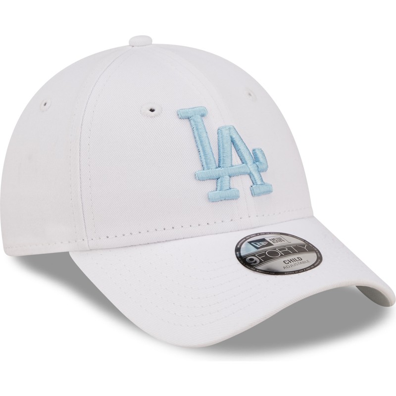bone-curvo-branco-ajustavel-com-logo-azul-para-crianca-9forty-league-essential-da-los-angeles-dodgers-mlb-da-new-era
