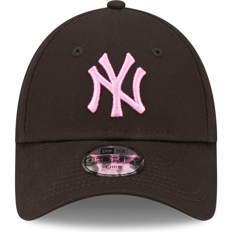 bone-curvo-preto-ajustavel-com-logo-rosa-para-crianca-9forty-league-essential-da-new-york-yankees-mlb-da-new-era