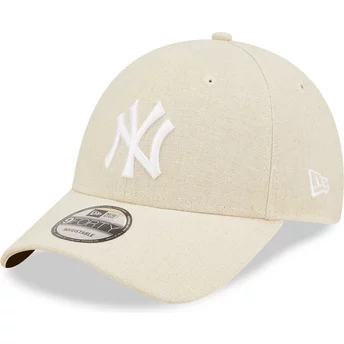 Boné curvo bege ajustável 9FORTY Linen da New York Yankees MLB da New Era