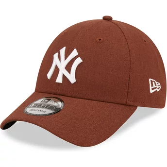 Boné curvo castanho ajustável 9FORTY Linen da New York Yankees MLB da New Era