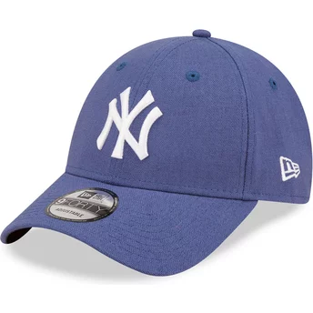 Boné curvo azul ajustável 9FORTY Linen da New York Yankees MLB da New Era