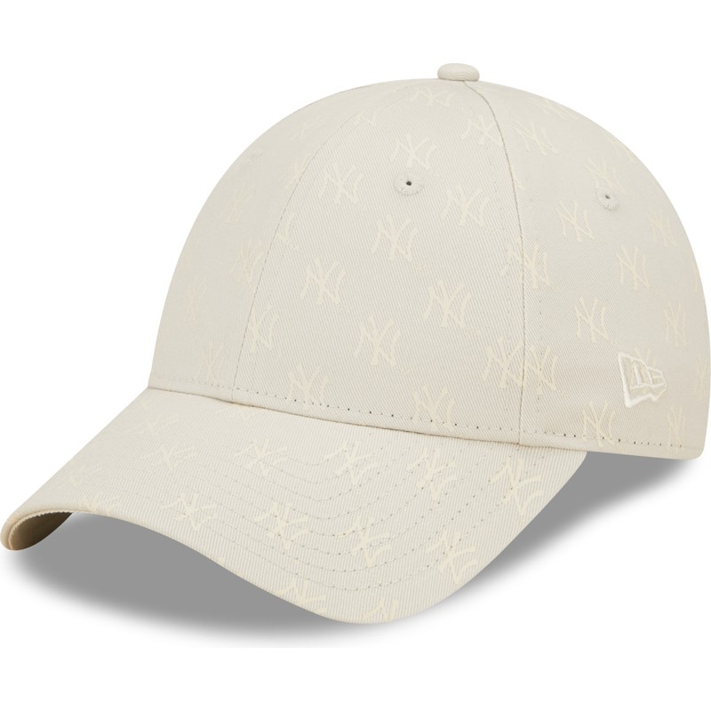bone-curvo-bege-ajustavel-para-mulheres-9forty-monogram-da-new-york-yankees-mlb-da-new-era