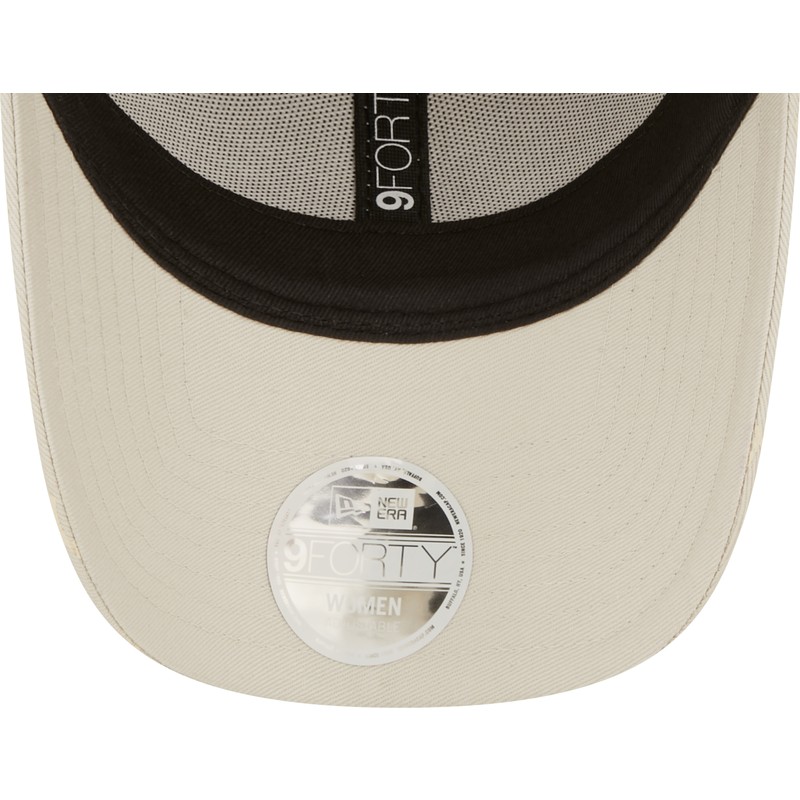 bone-curvo-bege-ajustavel-para-mulheres-9forty-monogram-da-new-york-yankees-mlb-da-new-era