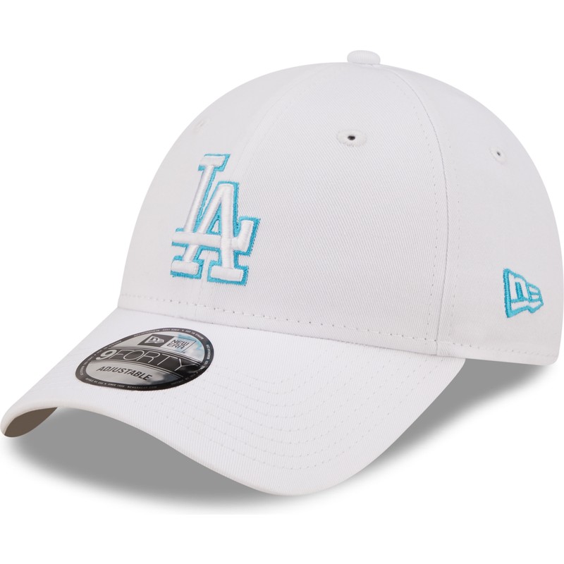 bone-curvo-branco-ajustavel-com-logo-azul-9forty-neon-outline-da-los-angeles-dodgers-mlb-da-new-era