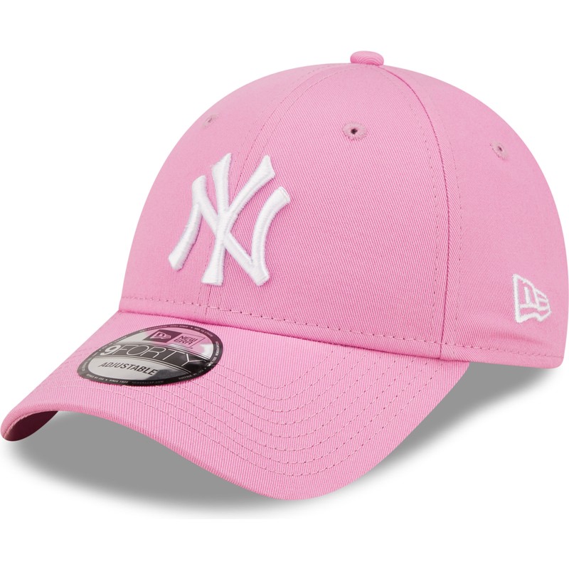 bone-curvo-rosa-ajustavel-com-logo-branco-9forty-league-essential-da-new-york-yankees-mlb-da-new-era