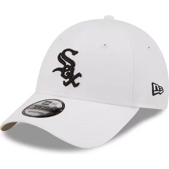 Boné curvo branco ajustável com logo preto 9FORTY League Essential da Chicago White Sox MLB da New Era
