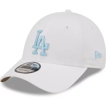 Boné curvo branco ajustável com logo azul 9FORTY League Essential da Los Angeles Dodgers MLB da New Era