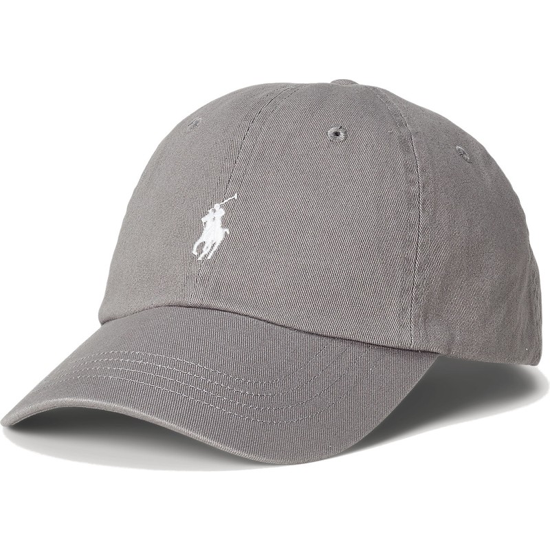 bone-curvo-cinza-ajustavel-com-logo-branco-cotton-chino-classic-sport-da-polo-ralph-lauren