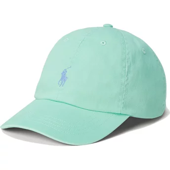 Boné curvo verde claro ajustável com logo azul Cotton Chino Classic Sport da Polo Ralph Lauren