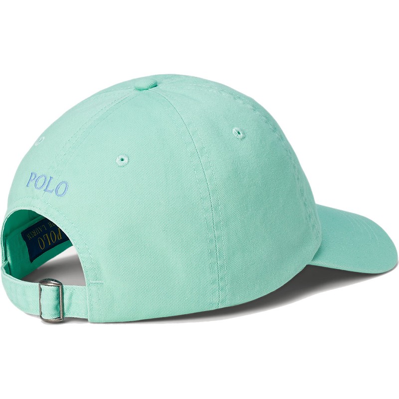 bone-curvo-verde-claro-ajustavel-com-logo-azul-cotton-chino-classic-sport-da-polo-ralph-lauren