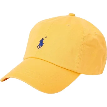 Boné curvo amarelo ajustável com logo azul Cotton Chino Classic Sport da Polo Ralph Lauren