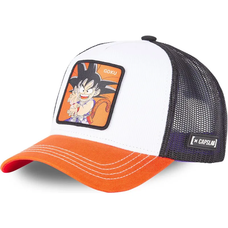 Boné trucker branco, preto e laranja Son Goku Criança DB3 GOK2