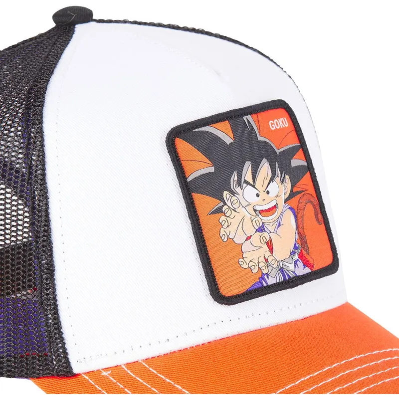 Boné trucker branco, preto e laranja Son Goku Criança DB3 GOK2