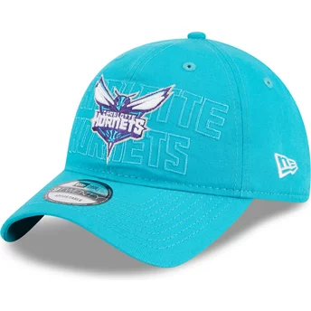 Boné curvo azul ajustável 9TWENTY Draft Edition 2023 da Charlotte Hornets NBA da New Era
